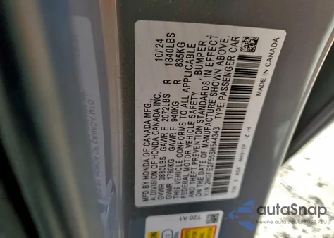 2025 Honda Civic Sport from USA, damaged, VIN 2HGFE2F55SH544343